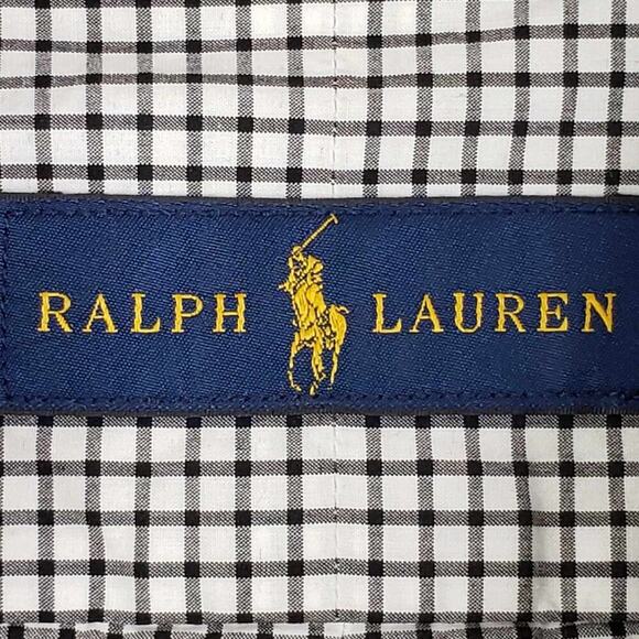 Polo Ralph Lauren Oxford Shirt Mens Size XL Black Gingham Plaid LS Button Down - Picture 8 of 13